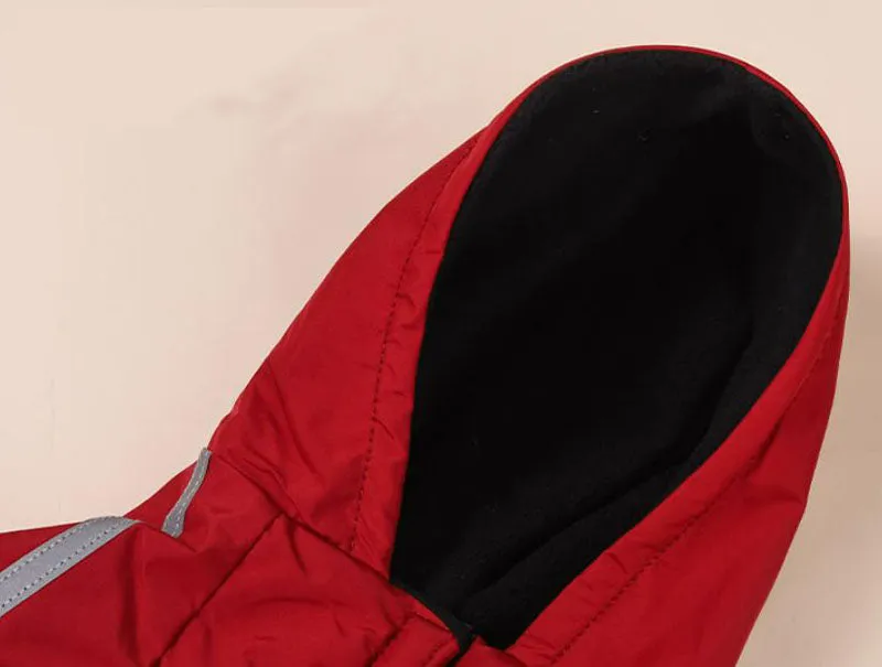Autumn and winter dog clothing plus velvet padded jacket two-legged hooded raincoat reflective stripe cotton coat