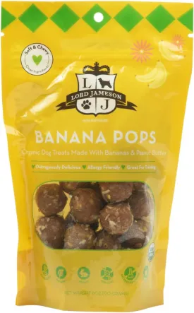 Banana Pops Soft & Chewy Certified Organic Dog Treats - Vitamin-Rich & Nutrient-Dense Chia Seeds - Plant-Based, Gluten-Free, Preservative-Free  All Life Stages - Made in USA 6 oz