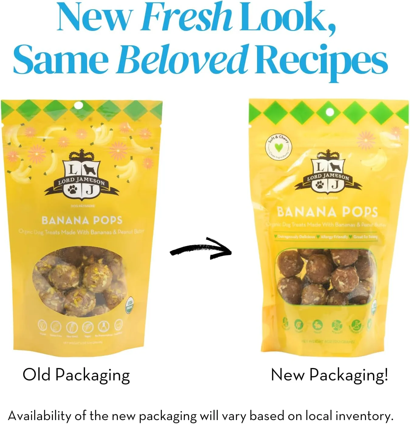 Banana Pops Soft & Chewy Certified Organic Dog Treats - Vitamin-Rich & Nutrient-Dense Chia Seeds - Plant-Based, Gluten-Free, Preservative-Free  All Life Stages - Made in USA 6 oz