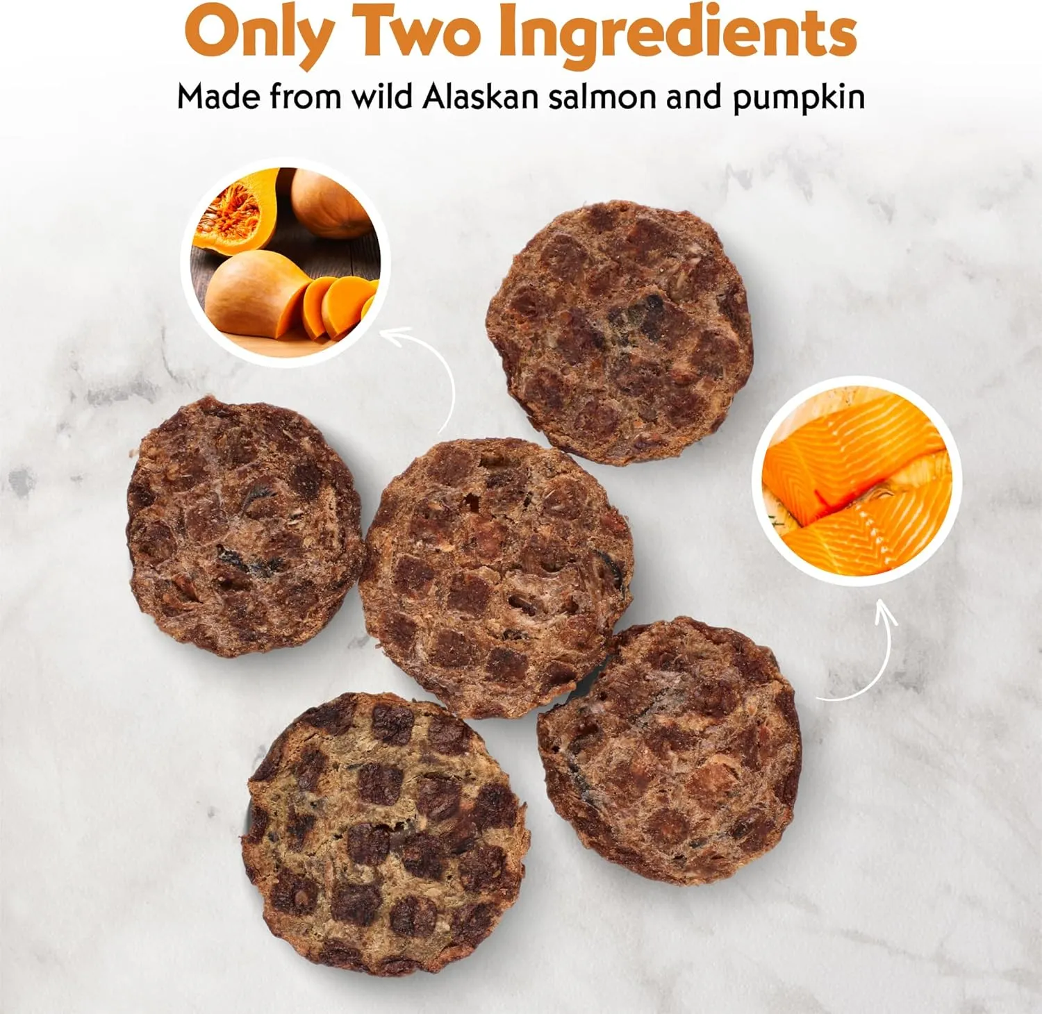 Barkin Burger - Wild Alaskan Salmon & Pumpkin Grain-Free Dog Treats, 4 oz - Premium Two-Ingredient, All-Natural, Low-Fat, Lean Protein Treats for Dogs and Breeds