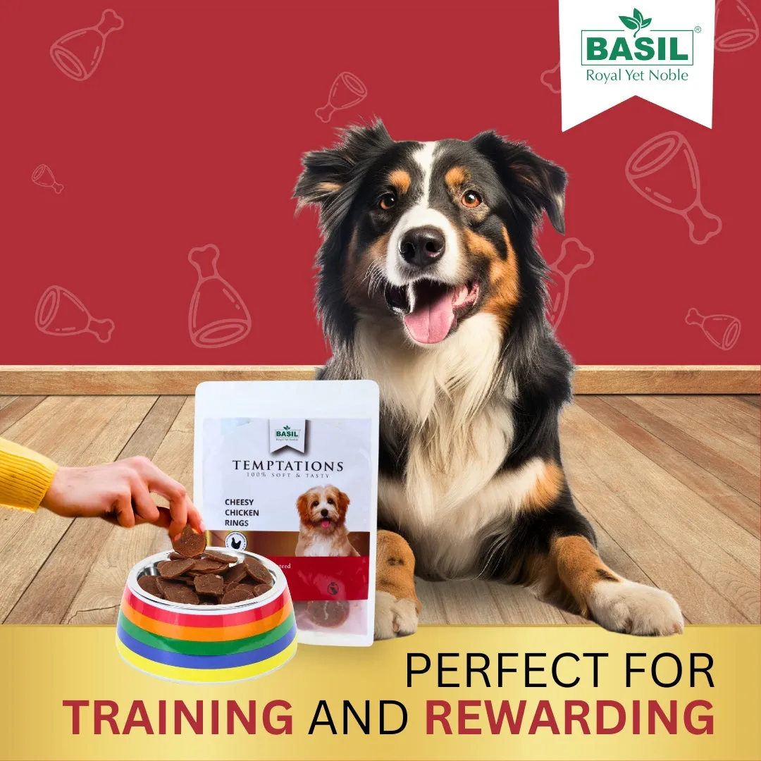BASIL Temptation Chicken Rings, Premium Dehydrated Dog & Puppy Treats - 80g