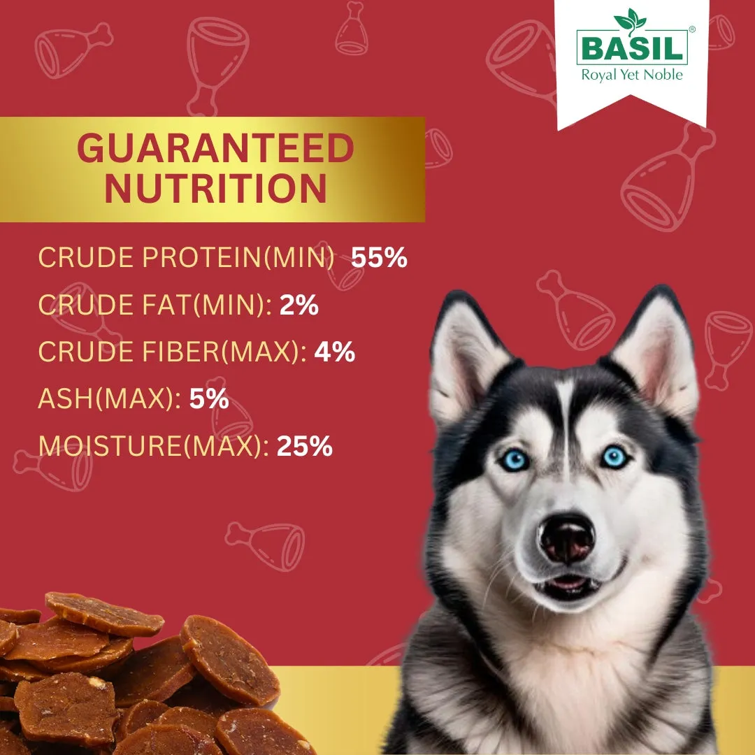 BASIL Temptation Chicken Rings, Premium Dehydrated Dog & Puppy Treats - 80g