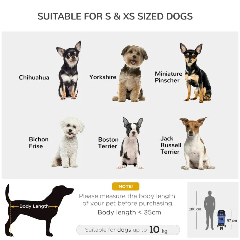 Blue Dog Stroller with Cover for Small Pets