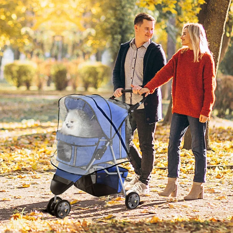 Blue Dog Stroller with Cover for Small Pets