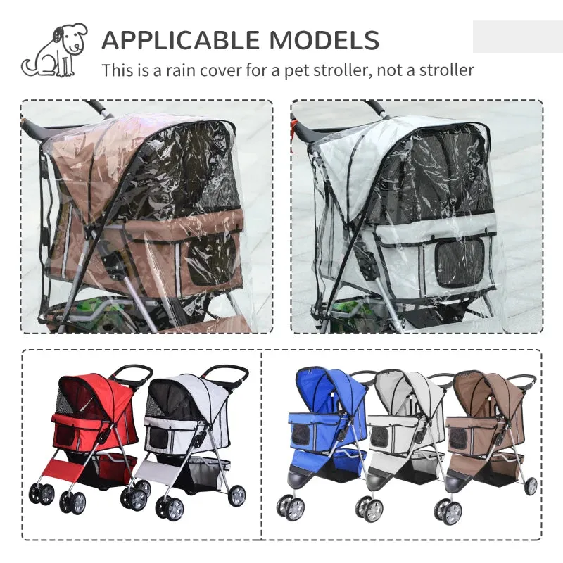 Brown Pet Stroller for Small Dogs & Cats with Cover, Cup Holder & Storage Basket