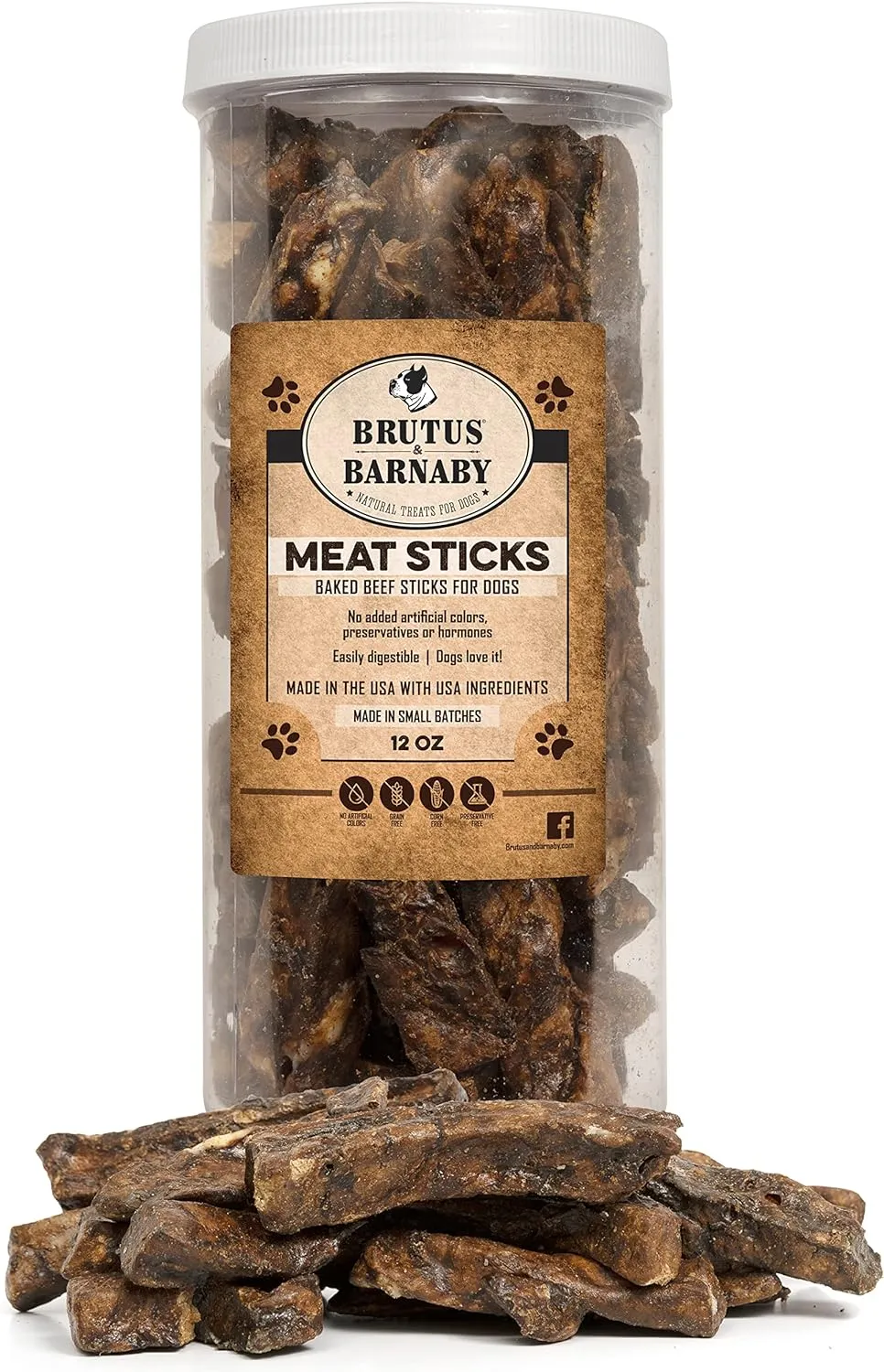 BRUTUS & BARNABY Beef Meat Sticks for Dogs - Thick & Hearty Beef Liver & Lung Dog Treat Made in USA - Protein Packed, Crunchy, Healthy Dog Treats - Grain Free, Rawhide Free, No Additives
