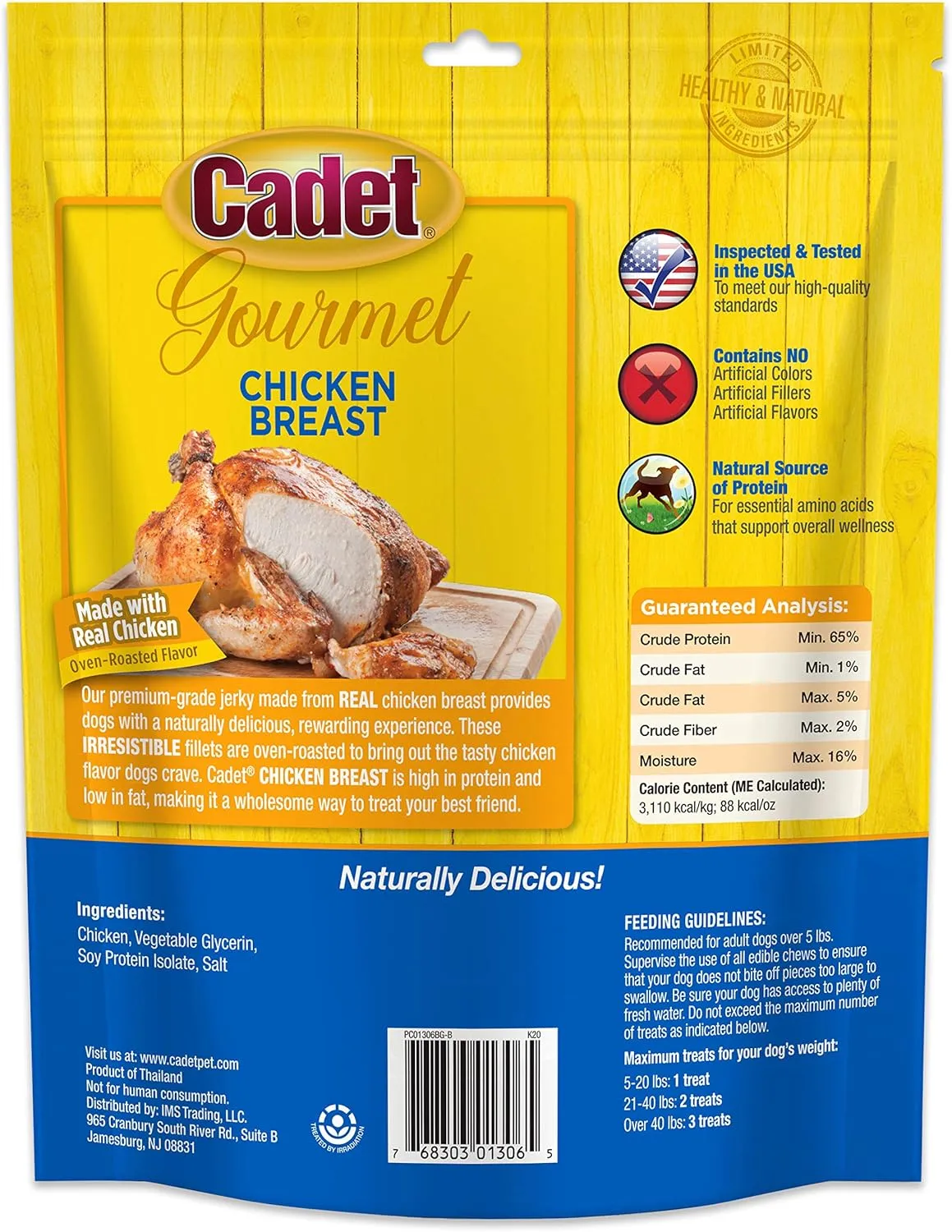 Cadet Gourmet Chicken Breast Dog Treats - Healthy & Natural Chicken Dog Training Treats for Small & Large Dogs - Inspected & Tested in USA (14 oz.)