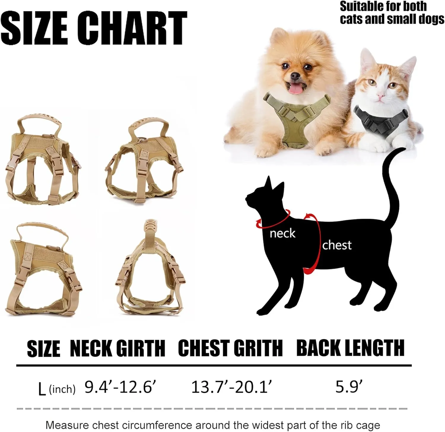 Cat Harness and Leash for Walking, Escape Proof Soft Adjustable Vest Harnesses for Cats, Easy Control Breathable Soft Mesh with Control Handle for Large Cat Small Dog, Gift with Patch