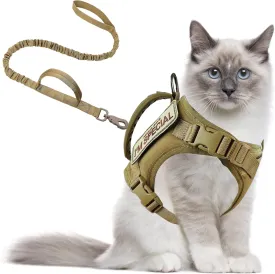 Cat Harness and Leash for Walking, Escape Proof Soft Adjustable Vest Harnesses for Cats, Easy Control Breathable Soft Mesh with Control Handle for Large Cat Small Dog, Gift with Patch