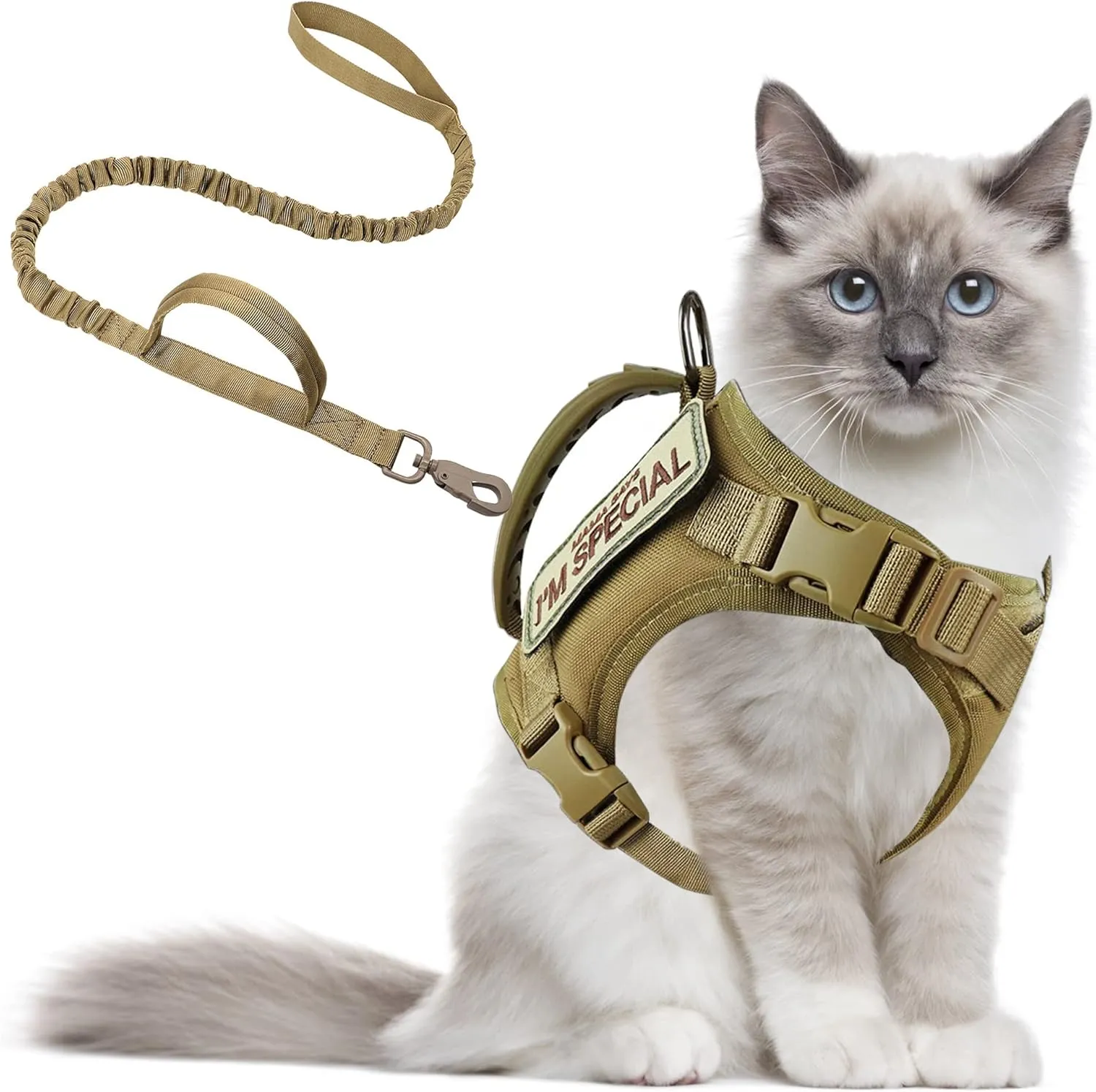 Cat Harness and Leash for Walking, Escape Proof Soft Adjustable Vest Harnesses for Cats, Easy Control Breathable Soft Mesh with Control Handle for Large Cat Small Dog, Gift with Patch