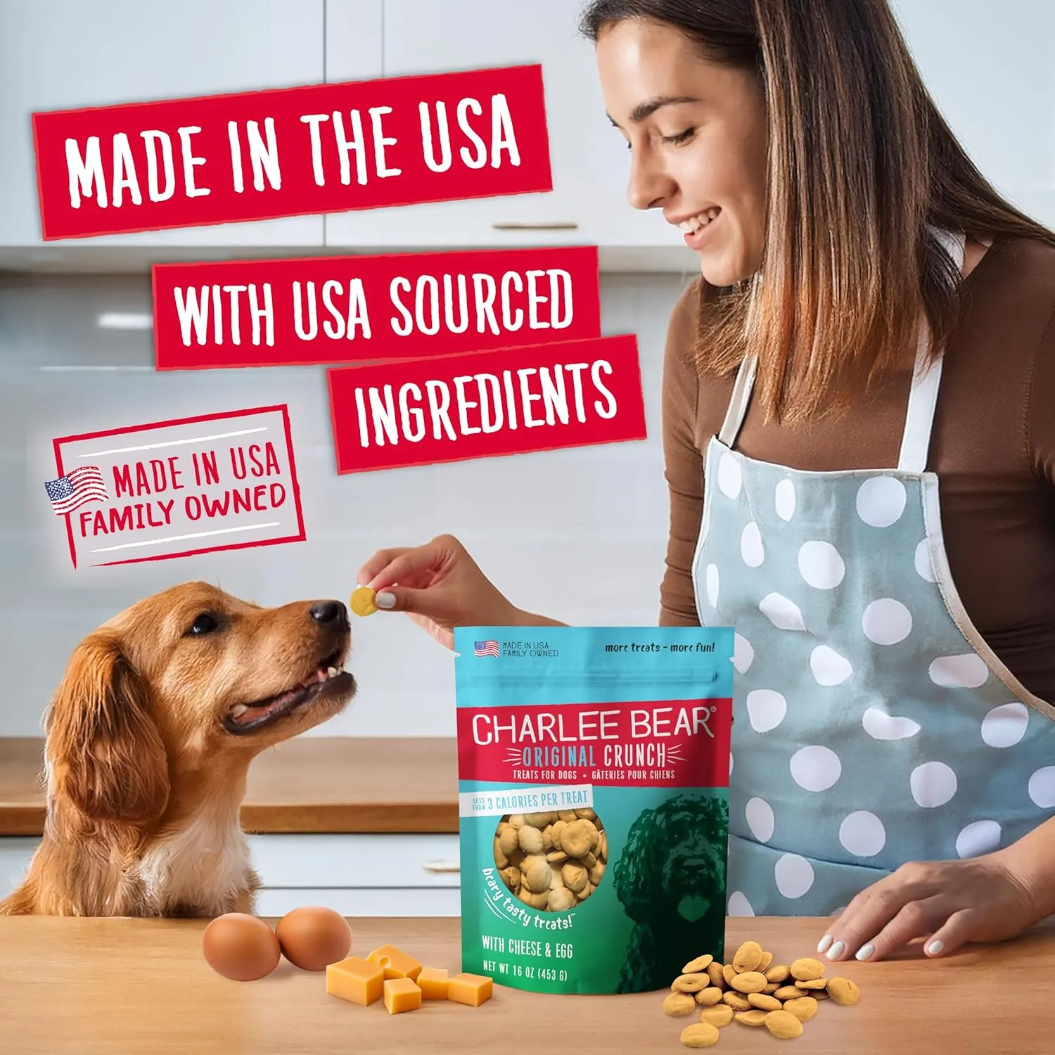 Charlee Bear Dog Treat, 16-Ounce, Cheese/Egg