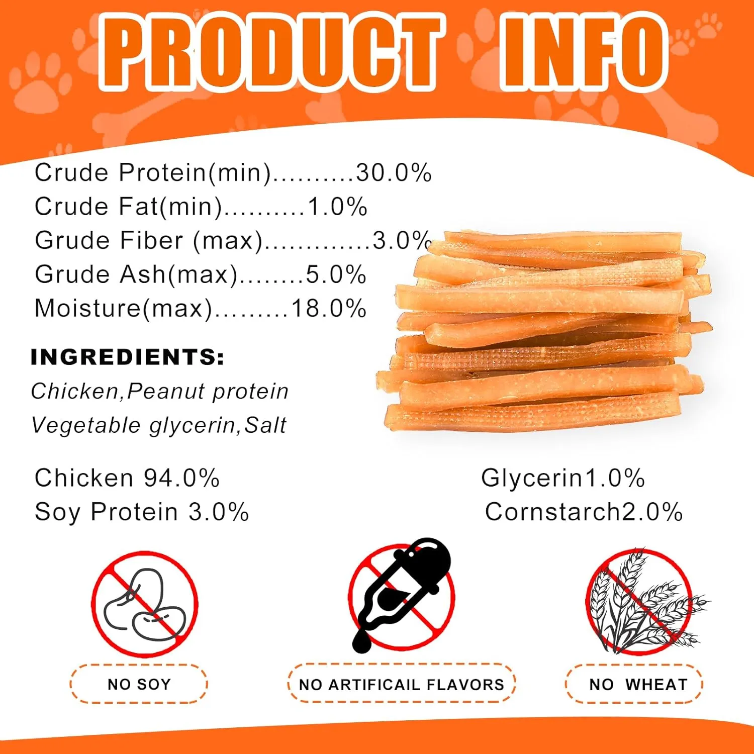 Chicken Jerky Strips Dog Treats,Training Treats for Dogs w/Taurine, Low Fat, Natural Jerky Cuts Healthy Dog Snacks Premium Chicken Flavor Chew Training for All Dogs, 11.6 oz