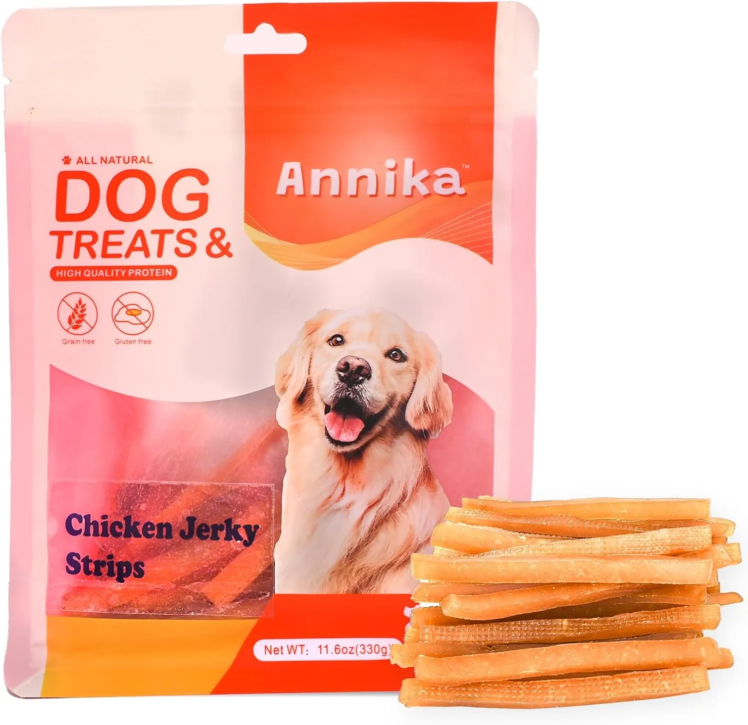 Chicken Jerky Strips Dog Treats,Training Treats for Dogs w/Taurine, Low Fat, Natural Jerky Cuts Healthy Dog Snacks Premium Chicken Flavor Chew Training for All Dogs, 11.6 oz