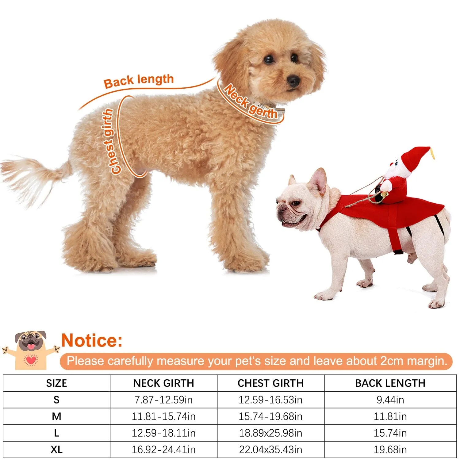 Christmas Costumes Red Winter  Coat for Dog Riding Santa Claus  with Bell