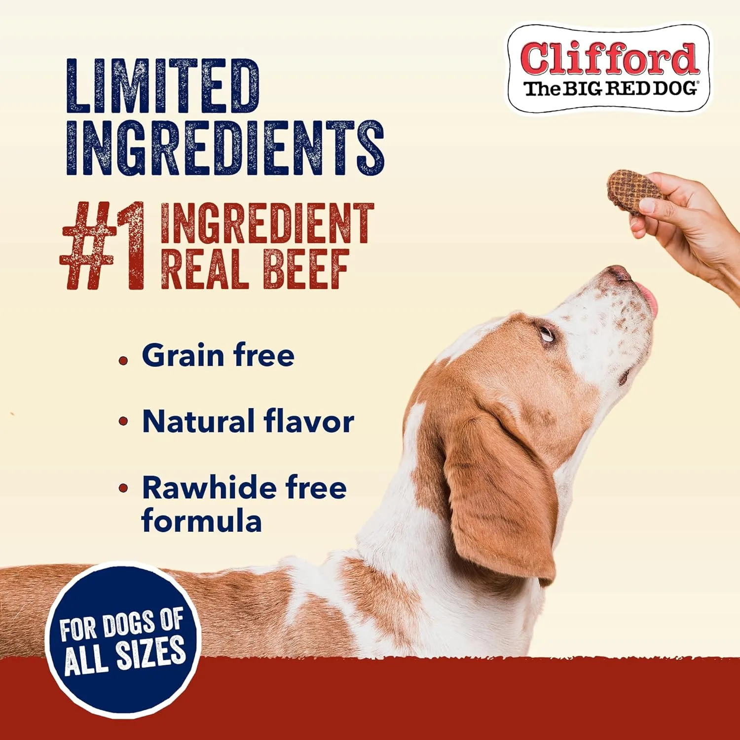 Clifford Beef Mini Burger Bites | Real Meat Treats for All Breed Dogs | Puppy Training, Grain and Rawhide Free, High Protein, Healthy - Limited Ingredients (6oz)