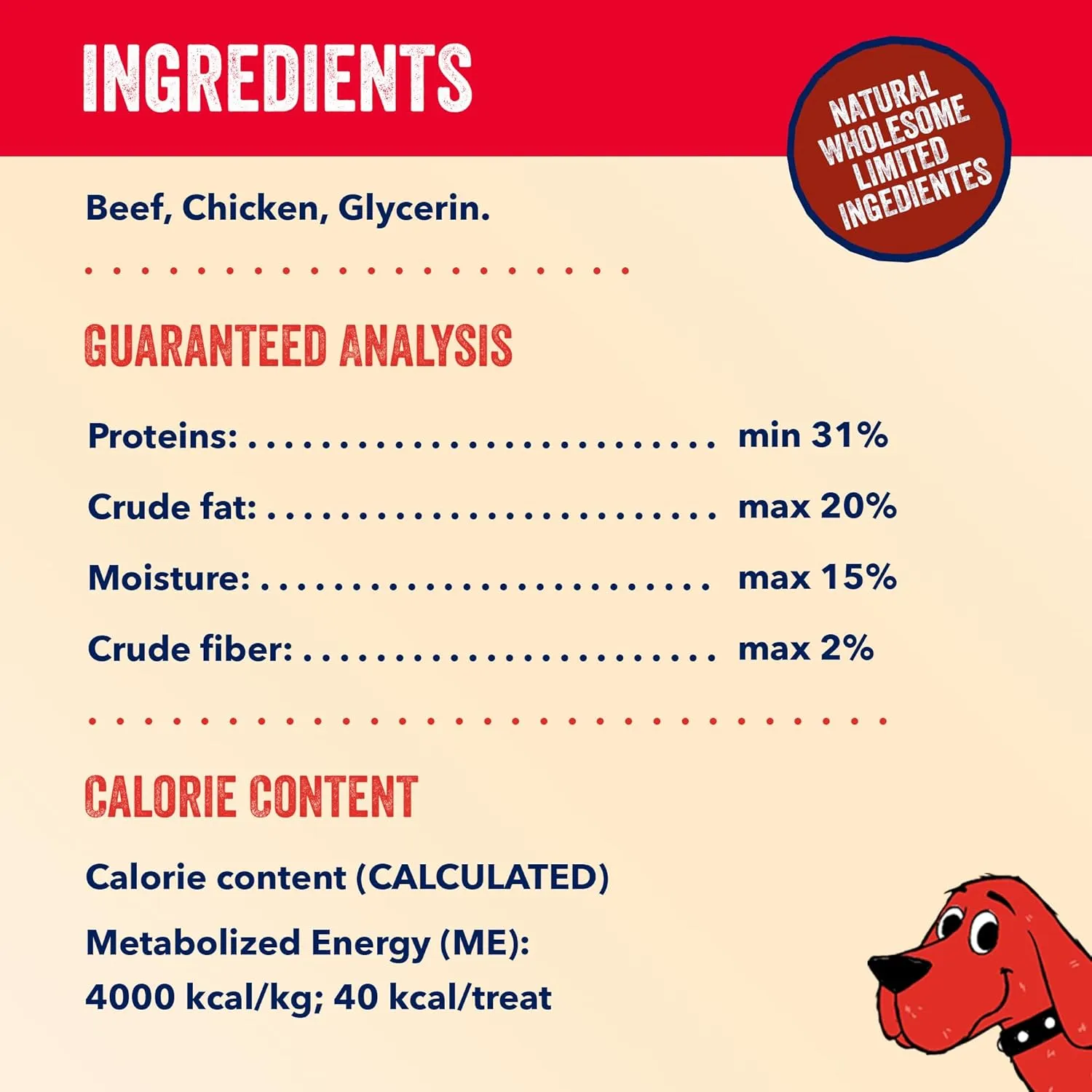 Clifford Beef Mini Burger Bites | Real Meat Treats for All Breed Dogs | Puppy Training, Grain and Rawhide Free, High Protein, Healthy - Limited Ingredients (6oz)