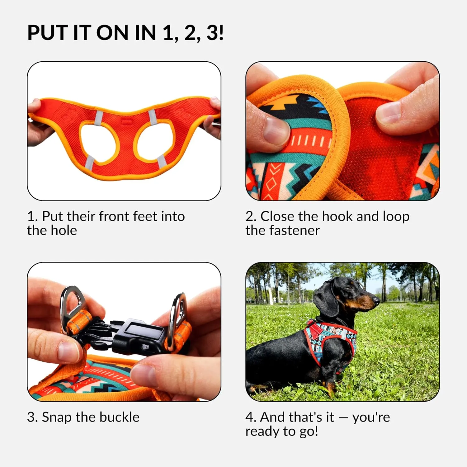 CollarDirect Step-in Reflective Dog Harness - Any Weather Air Mesh for Small and Medium Dogs Easy to Put On and Off 3 Patterns (Size S, Pattern 2)
