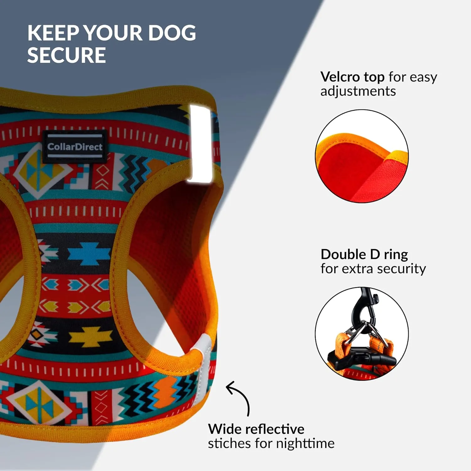 CollarDirect Step-in Reflective Dog Harness - Any Weather Air Mesh for Small and Medium Dogs Easy to Put On and Off 3 Patterns (Size S, Pattern 2)