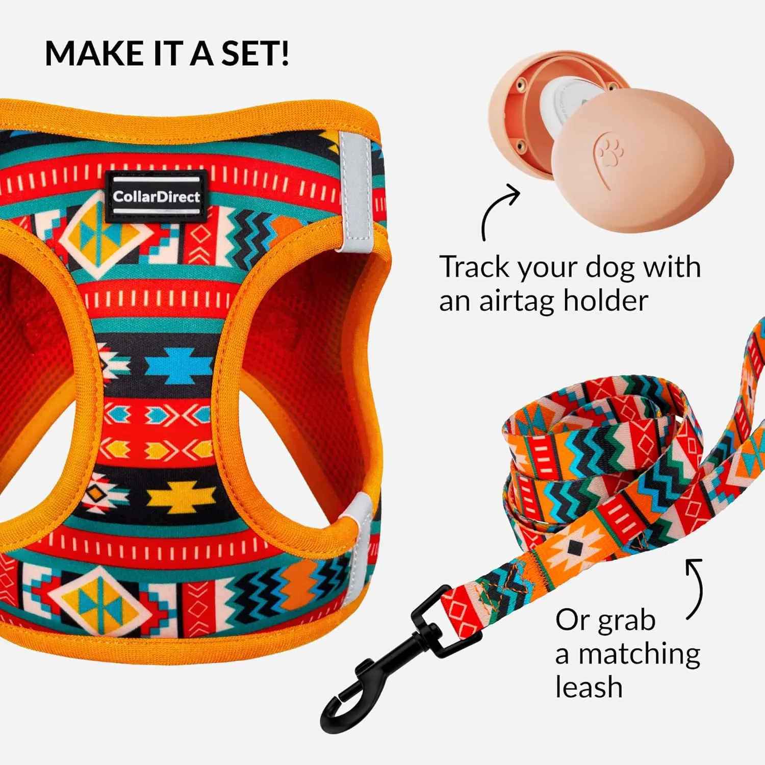 CollarDirect Step-in Reflective Dog Harness - Any Weather Air Mesh for Small and Medium Dogs Easy to Put On and Off 3 Patterns (Size S, Pattern 2)