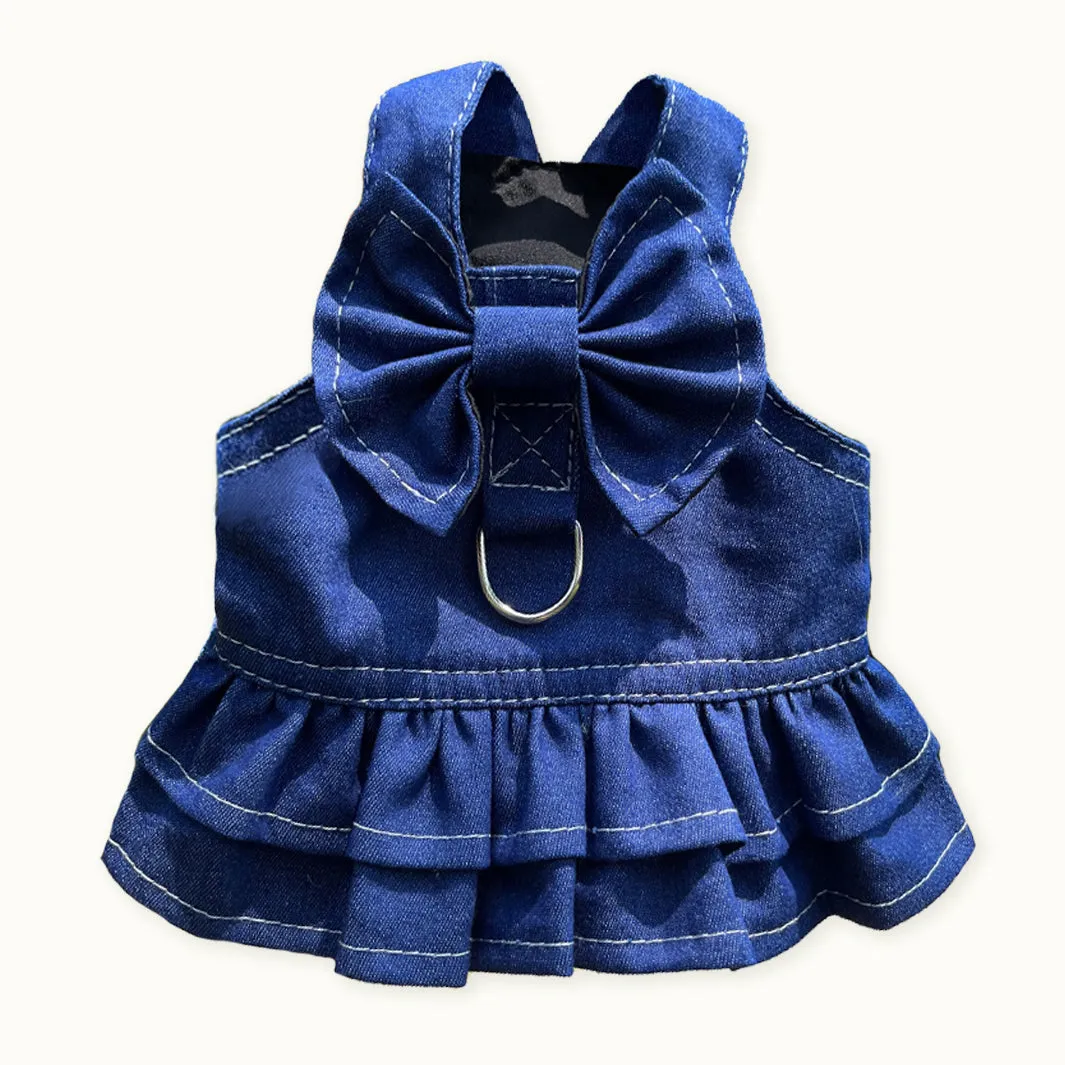 Denim Pet Dress Pet Shirt with Bow