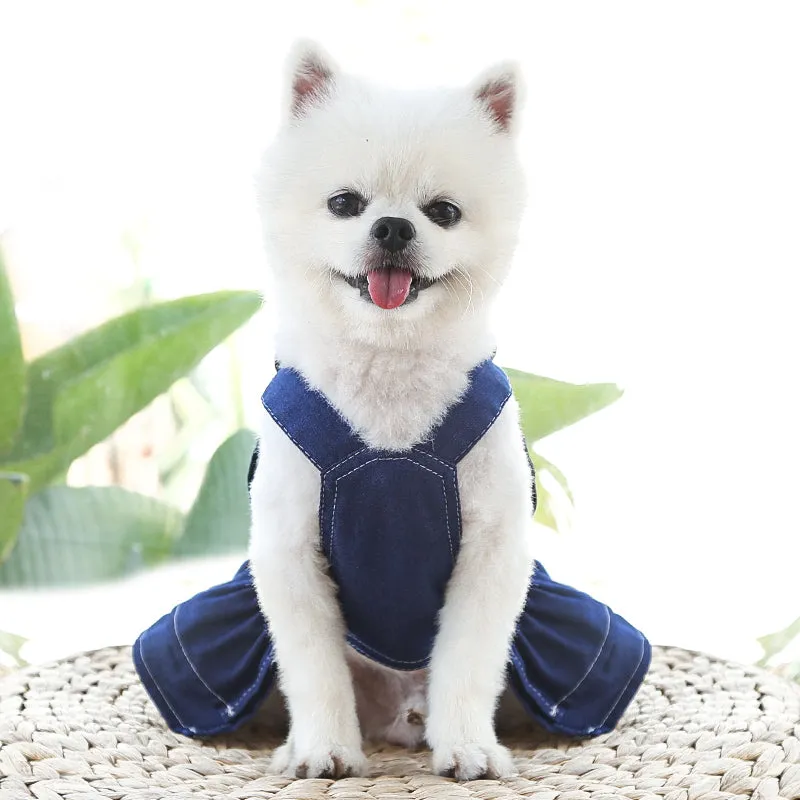 Denim Pet Dress Pet Shirt with Bow