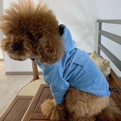 Drawstring Pocket Front Corduroy Pet Owner Matching Hoodie