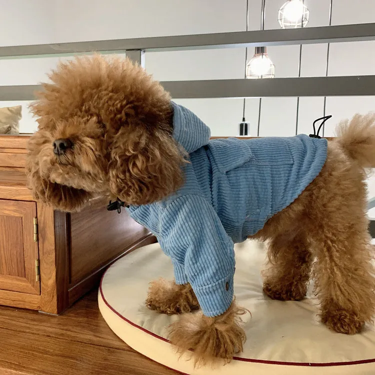 Drawstring Pocket Front Corduroy Pet Owner Matching Hoodie