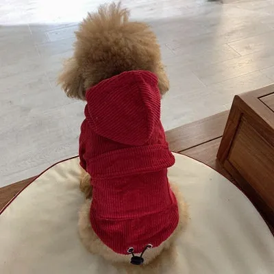 Drawstring Pocket Front Corduroy Pet Owner Matching Hoodie