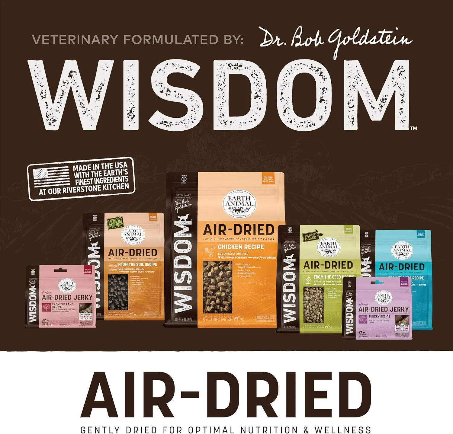Earth Animal Wisdom Air-Dried Jerky from The Sea Recipe | Dog Treats | Dog Snacks | Premium Natural Fish Jerky Strips | 4 oz |Made in The USA (Pack of 3)