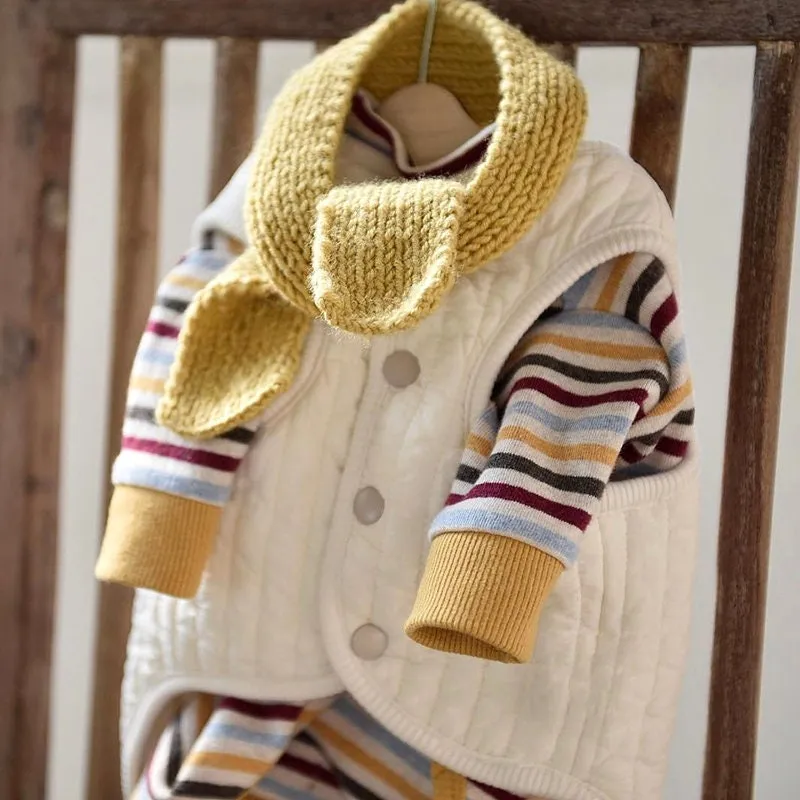 Earthy Stripes Sweater & Button Through Vest Dog Clothes
