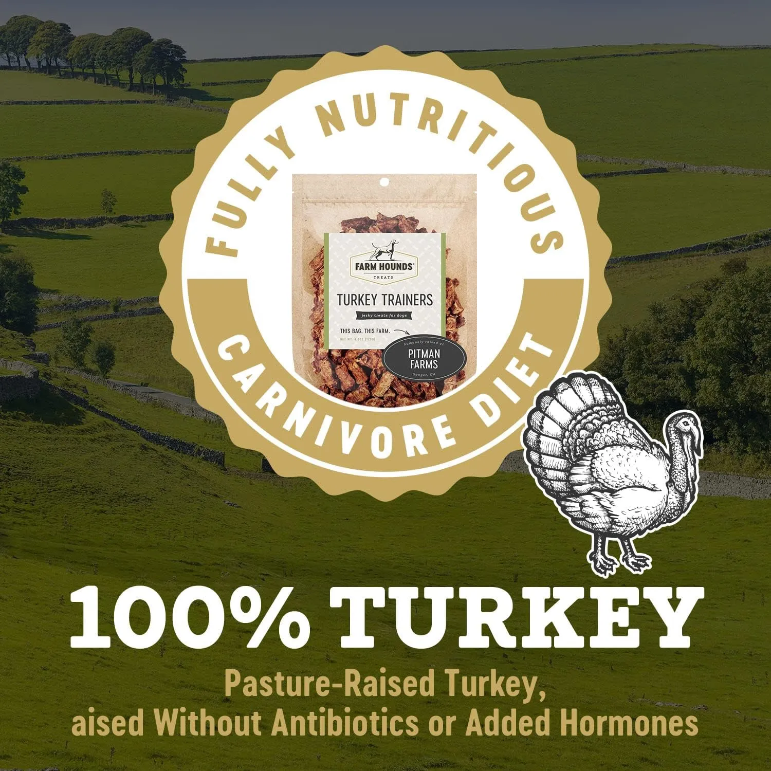 Farm Hounds - Turkey Trainers - Premium Natural Jerky for Dogs - 100% Humanely Raised Turkey - Easy-Break - Great for Training & Treats - No Added Fillers - Made in USA - 4.5 oz - 2 Pack