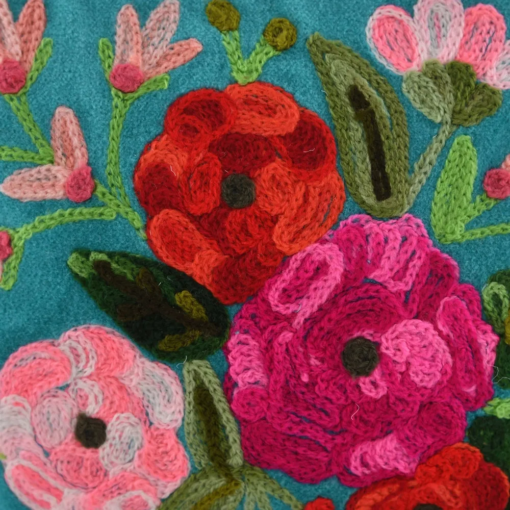Floral Jewelry Pouch Turquoise