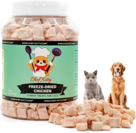 Freeze-Dried Chicken Treats for Cats & Dogs  100% Human Grade, Single Ingredient, High-Protein, Healthy Snack  No Additives or Preservatives  7.7oz - Inspected & Tested in USA