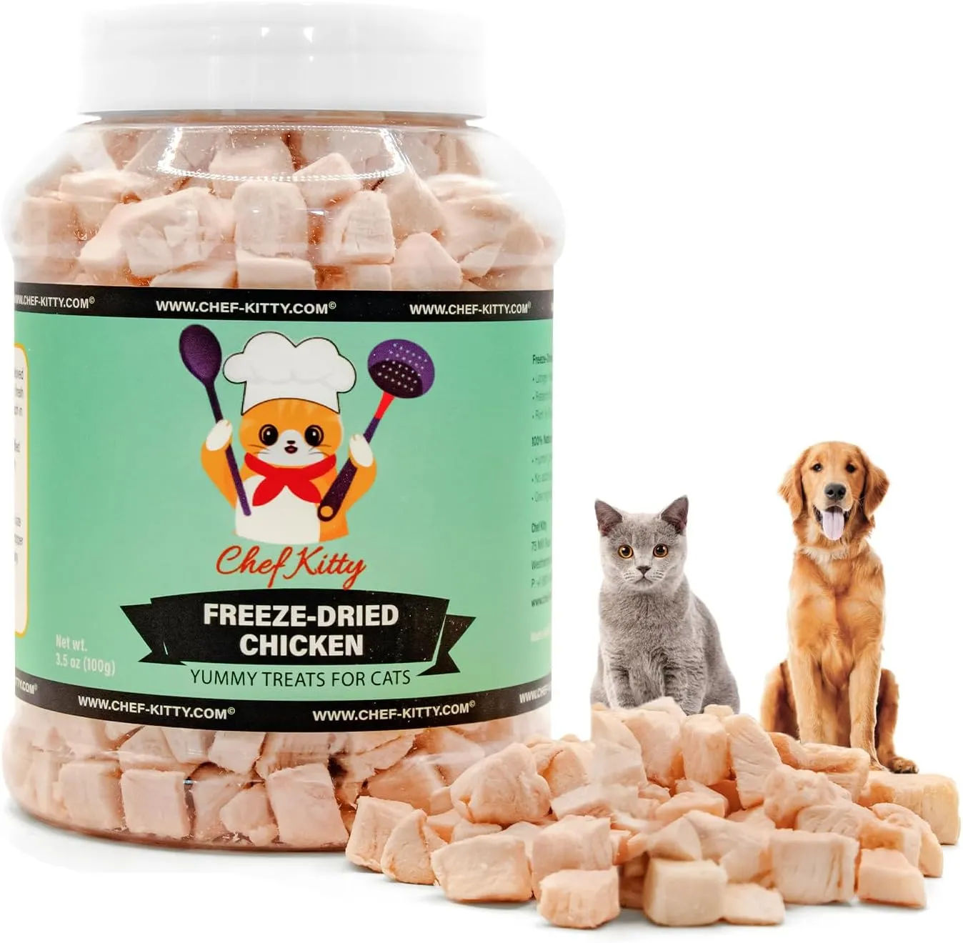 Freeze-Dried Chicken Treats for Cats & Dogs  100% Human Grade, Single Ingredient, High-Protein, Healthy Snack  No Additives or Preservatives  7.7oz - Inspected & Tested in USA