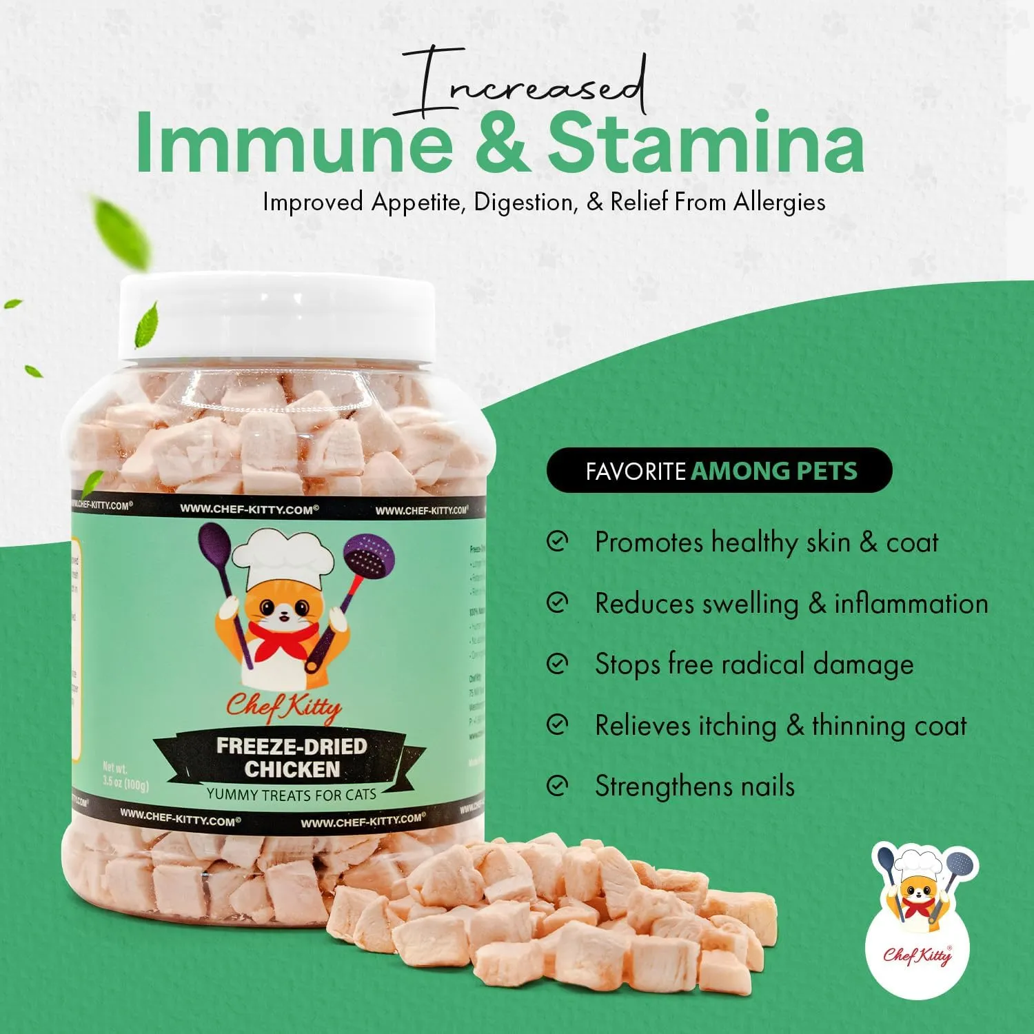 Freeze-Dried Chicken Treats for Cats & Dogs  100% Human Grade, Single Ingredient, High-Protein, Healthy Snack  No Additives or Preservatives  7.7oz - Inspected & Tested in USA
