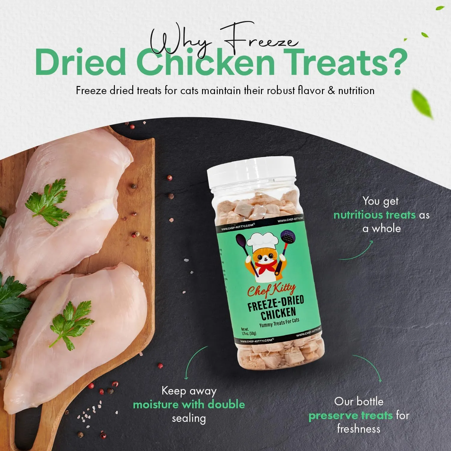 Freeze-Dried Chicken Treats for Cats & Dogs  100% Human Grade, Single Ingredient, High-Protein, Healthy Snack  No Additives or Preservatives  7.7oz - Inspected & Tested in USA