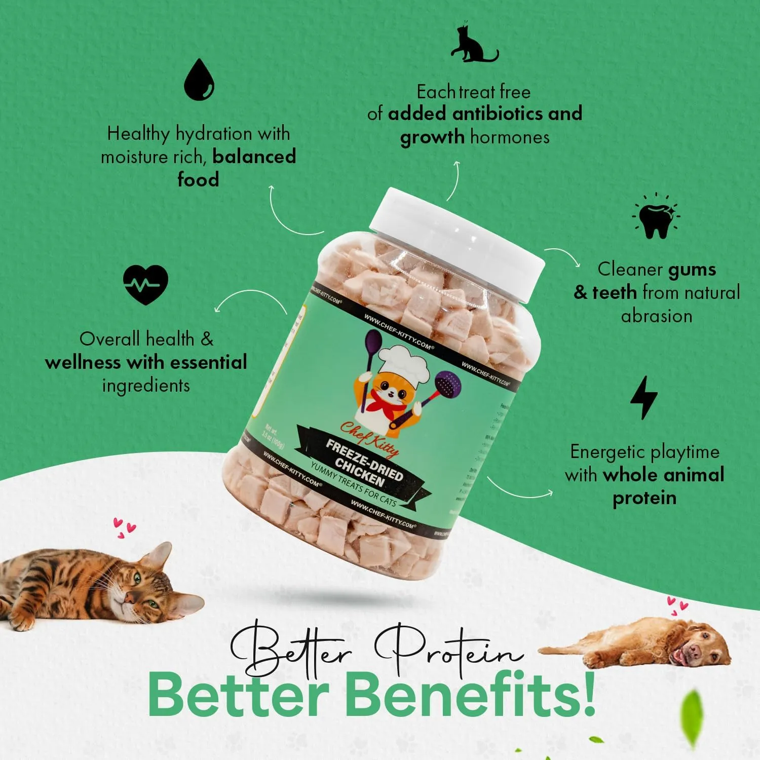 Freeze-Dried Chicken Treats for Cats & Dogs  100% Human Grade, Single Ingredient, High-Protein, Healthy Snack  No Additives or Preservatives  7.7oz - Inspected & Tested in USA