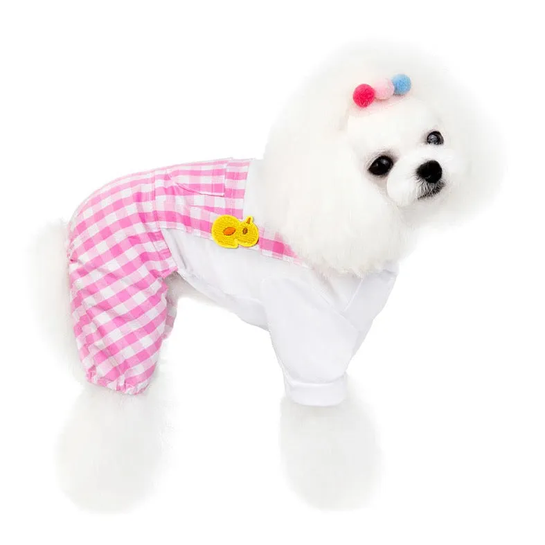 Gingham Pattern Pet Dungaree - Stylish & Comfortable Dog Clothes | Claws N Paws