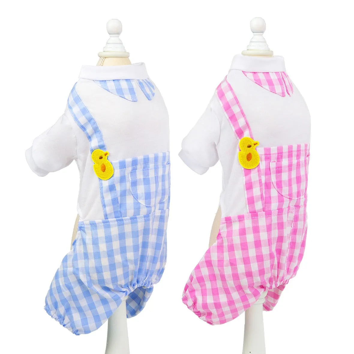 Gingham Pattern Pet Dungaree - Stylish & Comfortable Dog Clothes | Claws N Paws