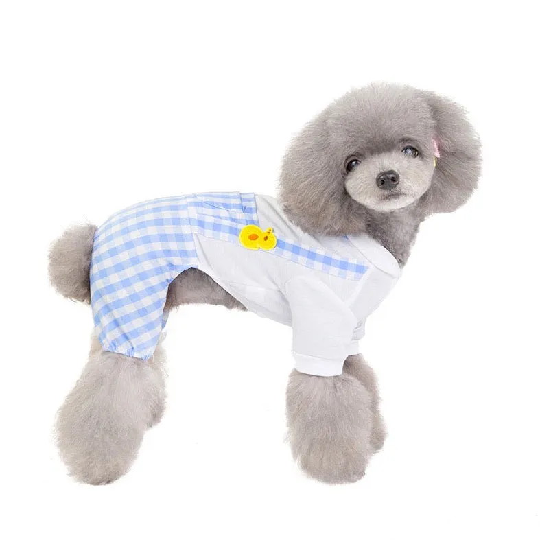 Gingham Pattern Pet Dungaree - Stylish & Comfortable Dog Clothes | Claws N Paws