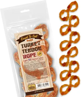 Gootoe Turkey Tendon Dog Treats, Turkey Tendon Rope (S) 6 Units/Pack, 100% USA-Sourced, Natural Snack, Premium Training Chews, Hypoallergenic, Reseal Value Bags, Size for Large Dogs