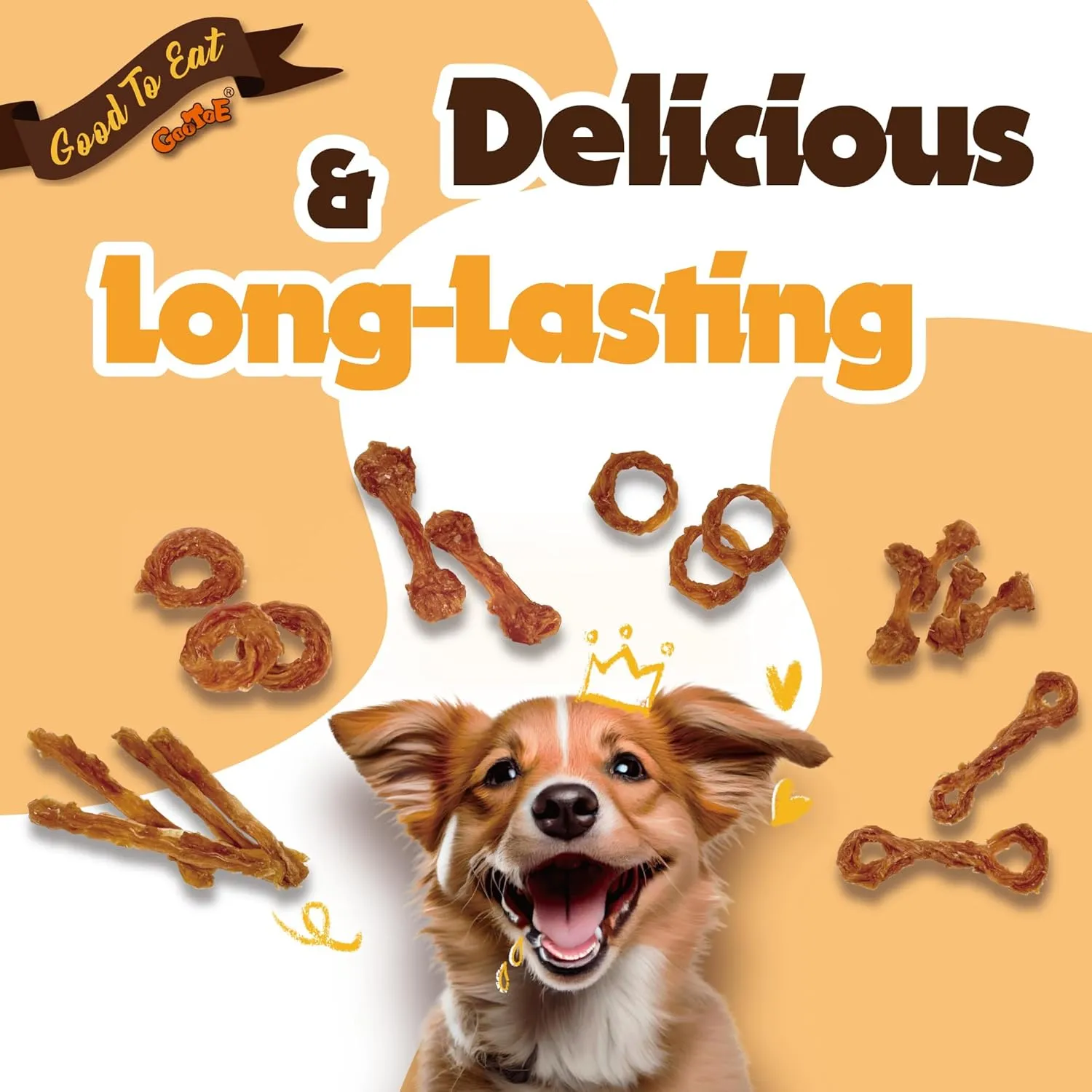 Gootoe Turkey Tendon Dog Treats, Turkey Tendon Rope (S) 6 Units/Pack, 100% USA-Sourced, Natural Snack, Premium Training Chews, Hypoallergenic, Reseal Value Bags, Size for Large Dogs