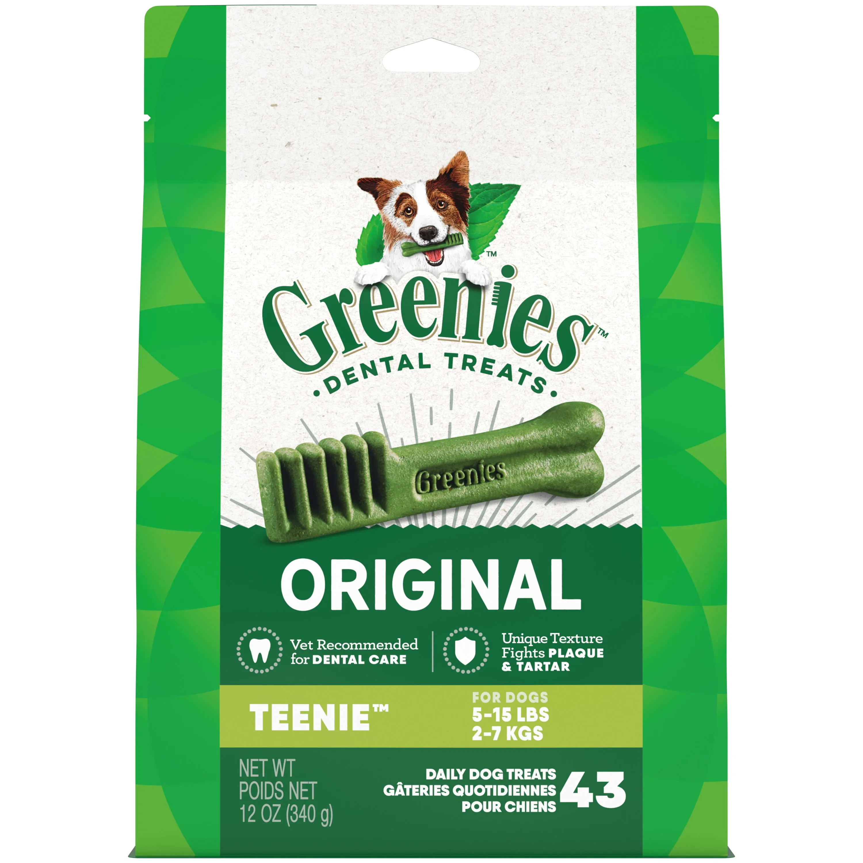 GREENIES Original TEENIE Natural Dental Dog Treats, 12 oz. Pack (43 Treats)