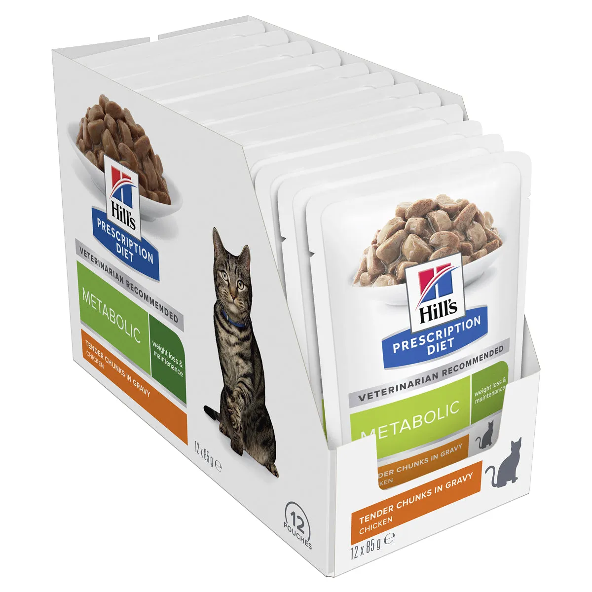 Hill's Prescription Diet Metabolic Weight Loss & Maintenance Cat Food Pouches 85g x 12
