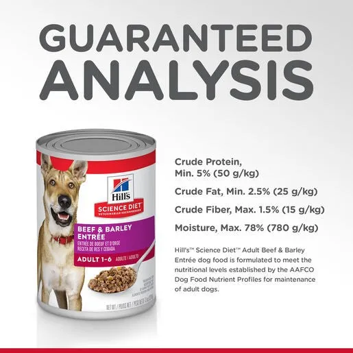 Hill's Science Diet Adult Beef & Barley Entree Canned Dog Food 370g