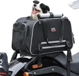 KEMIMOTO Dog Cat Pet Carrier Expandable for Less Than 20 lbs Pets Travel Bike Portable Folding Soft-Sided Dog Carriers for Touring Cruiser Trike Car Black