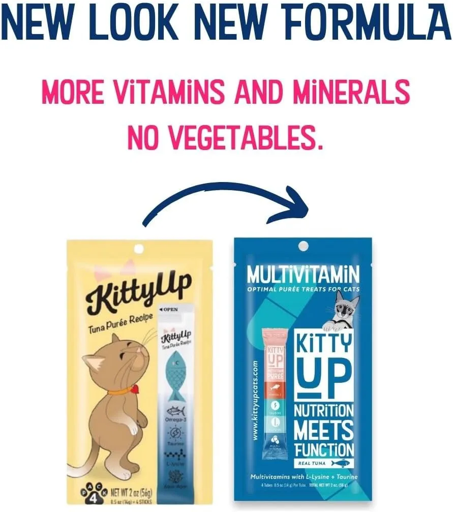 Lickable Cat Treats for Indoor Cats - Multivitamin Puree Treat with Real Tuna, Lysine, Taurine, & Grain Free | 12 Cat Tube Treats