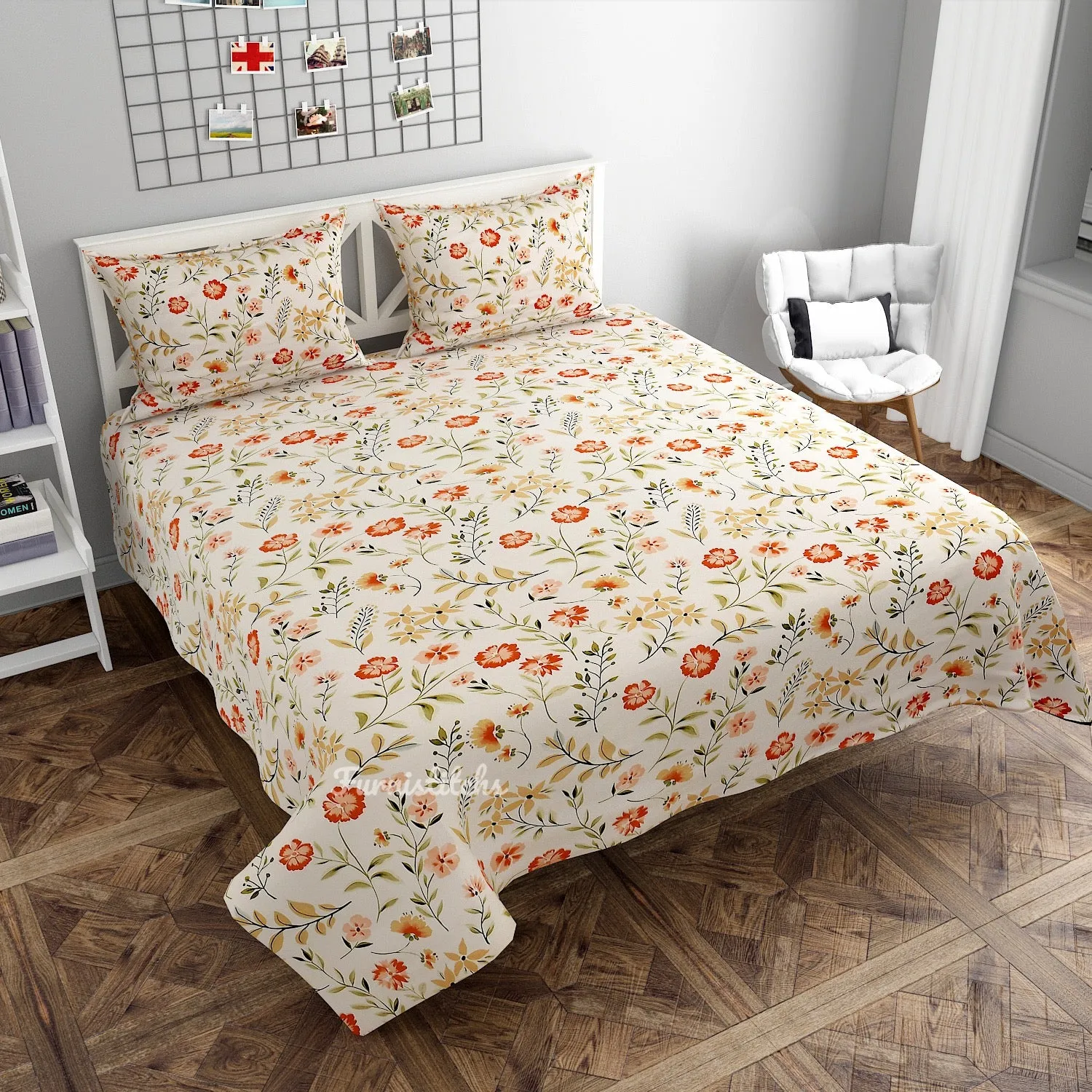 Livify Queen Size BedSheet - Sandy Cream - (90×100 inches)