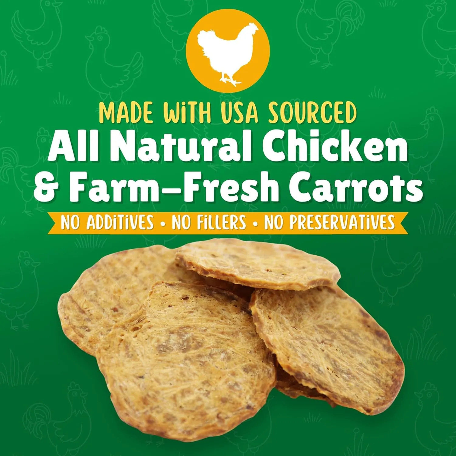 Lucky Premium Treats Chicken & Carrot Lucky Chips for Dogs  Healthy Chicken Dog Treats Made in USA  2 Ingredient Chicken Jerky Dog Treats  6 oz Jar