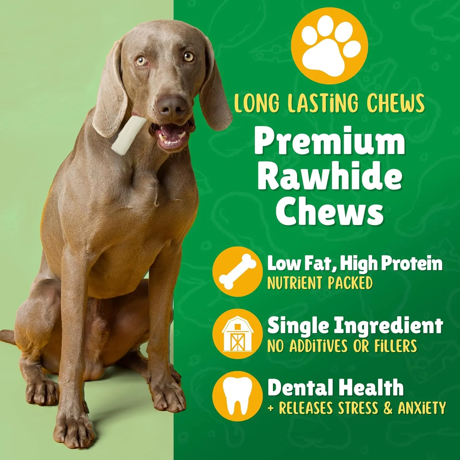 Lucky Premium Treats Plain Rawhide Sticks  All-Natural Rawhide Dog Treats for Medium Dogs, Gluten Free Premium Medium Dog Treats (28 Chews)